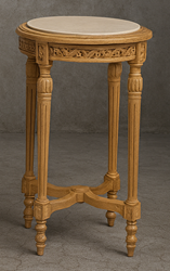 Guéridon style Louis XVI en acajou massif avec plateau en marbre noir - Meubles Dobois