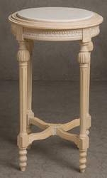 Guéridon ancien Louis XVI raffiné avec plateau en marbre rouge et piétement sculpté - Meubles Dobois