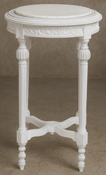 Guéridon de style Louis XVI avec marbre noir et piétement en bois doré sculpté - Meubles Dobois