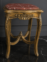 Guéridon Louis XV plateau en marbre rouge