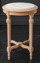 Guéridon rond de style Louis XVI bout de canapé plateau marbre