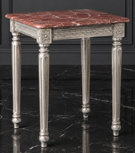Sellette carrée Louis XVI plateau marbre blanc