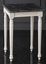 Sellette carrée Louis XVI bois noir plateau marbre blanc