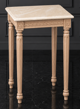 Sellette carrée Louis XVI bois blanc plateau marbre noir