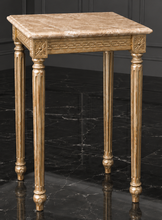 Sellette dorée de style Louis XVI avec plateau en marbre