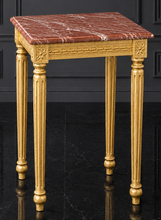 Sellette Louis XVI dorée à la feuille plateau marbre noir