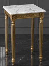 Sellette de style Louis XVI dorée plateau marbre vert