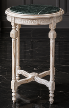 Sellette ronde Louis XVI avec plateau marbre vert