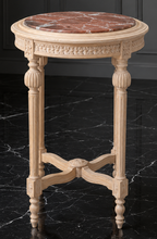 Sellette ronde plateau marbre crème style Louis XVI