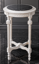 Sellette ronde Louis XVI plateau en marbre beige