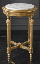 Sellette ronde de style Louis XVI en bois sculpté à la main