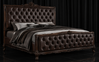Lit baroque Vicomte sur mesure avec bois sculpté à la main