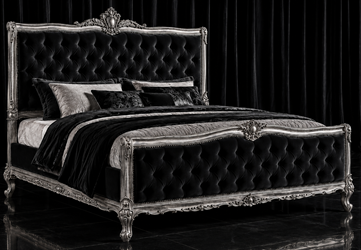 Lit baroque Vicomte argent et noir sur mesure - Meubles Dobois