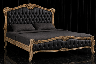 Lit Baroque sur mesure - Modèle Chambord bois patiné doré