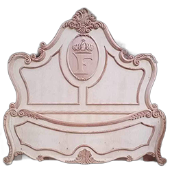 chambre lit bois sculpté de style baroque en bois brut