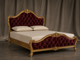 Lit Marie-Antoinette style baroque sur mesure en bois sculpté