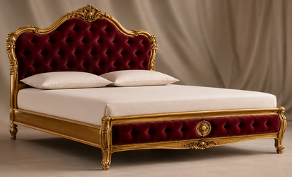 Lit Napoléon III style baroque sur mesure en bois sculpté