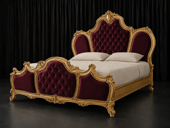 Lit baroque Versailles III avec sculptures artisanales