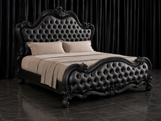 Lit baroque Versailles I avec ornements en bois sculpté