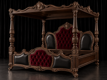 Lit à baldaquin baroque sur mesure pour chambre de prestige