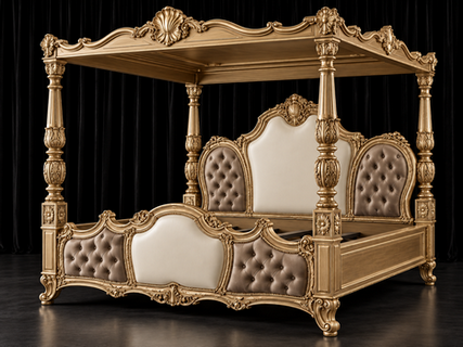 Lit à colonnes de style baroque avec baldaquin sur mesure