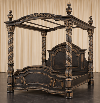 Lit à baldaquin italien de style baroque fabriqué sur mesure