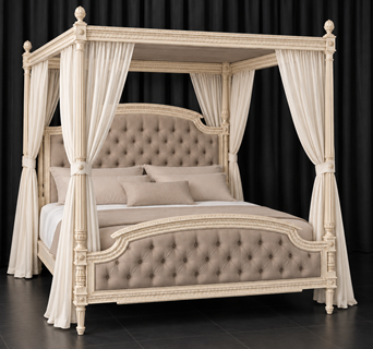 Lit à baldaquin de style Louis XVI fabriqué sur mesure