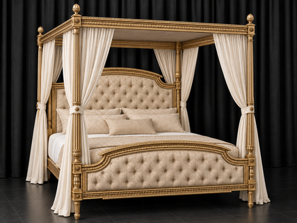 Lit à baldaquin Louis XVI avec montants décoratifs