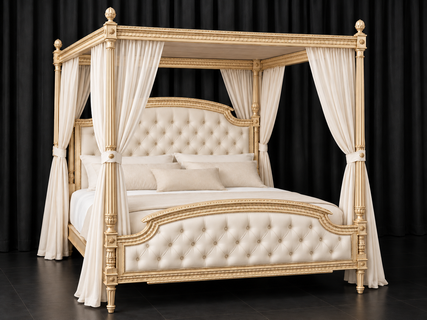 Lit à baldaquin classique inspiré du style Louis XVI
