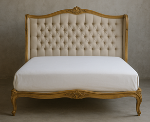 Lit français corbeille Versailles en style Louis XV, idéal pour chambre raffinée, meubles Dobois