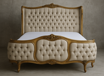 Chambre avec lit corbeille de Versailles en style Louis XV, meubles Dobois