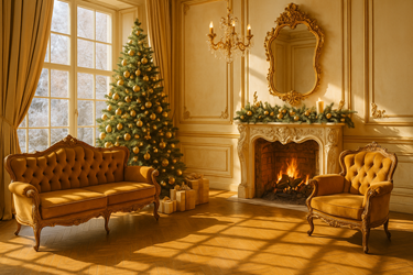 Salon avec canapé et fauteuil style Louis XV