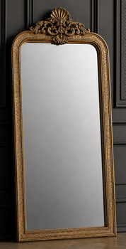 Miroir baroque doré en hêtre massif sculpté main