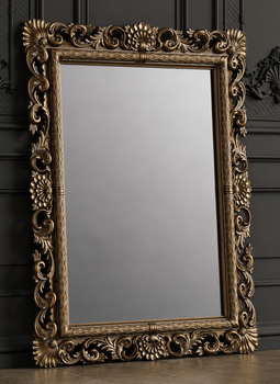 Grand miroir baroque doré de salon en bois sculpté