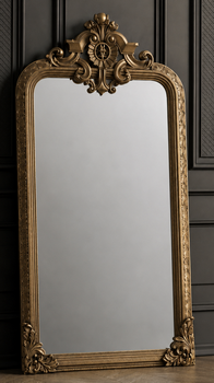 Miroir baroque doré d'entrée en bois sculpté