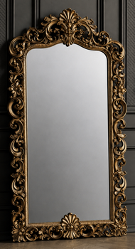 Miroir baroque en bois doré sculpté artisanal