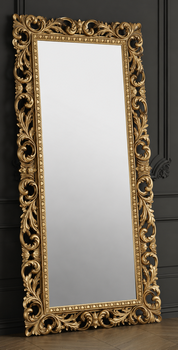 Miroir style baroque sculpté à la main en hêtre
