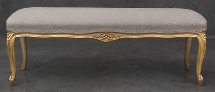 Pouf Style Louis XV bois chêne foncé meubles dobois