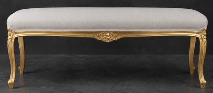 Repose-pieds Style Louis XV tissu velours gris meubles dobois
