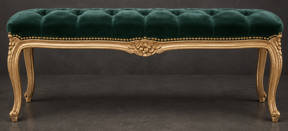 Bancs Style Louis XV tissu cuir chocolat meubles dobois