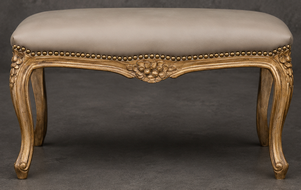 Pouf Style Louis XV tissu lin écru meubles dobois