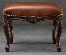 Repose-pieds Style Louis XV tissu lin naturel meubles dobois
