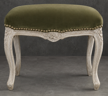 Pouf Style Louis XV tissu coton beige meubles dobois