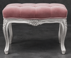 Pouf Style Louis XV tissu cuir noir meubles dobois