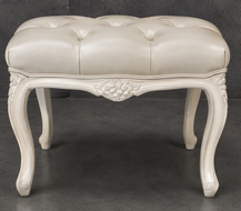 Pouf Style Louis XV tissu velours taupe meubles dobois