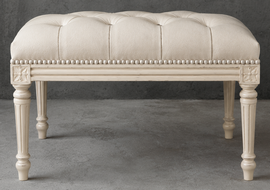 Pouf Style Louis XVI tissu satiné crème meubles dobois