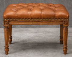 Repose-pieds Style Louis XVI tissu lin gris meubles dobois