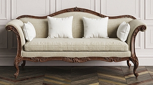 Salon cabriolet style Louis XV en finition patinée grise – MEUBLES DOBOIS