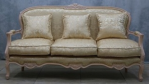 Canapé cabriolet style Louis XV en velours bleu – MEUBLES DOBOIS
