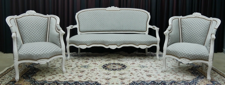 Salon cabriolet style Louis XV en velours rouge – MEUBLES DOBOIS